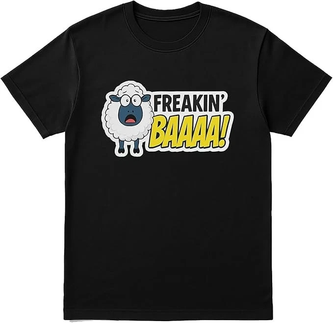 Funny Sheep T-Shirt Freakin’ BAAAA Unisex Black Tee S-5L
