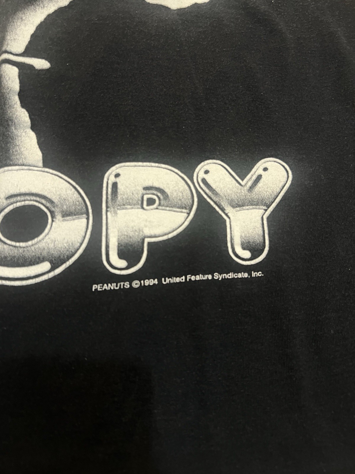 Vintage Peanuts Collection Snoopy AOP T-shirt Black Mens XL Deadstock