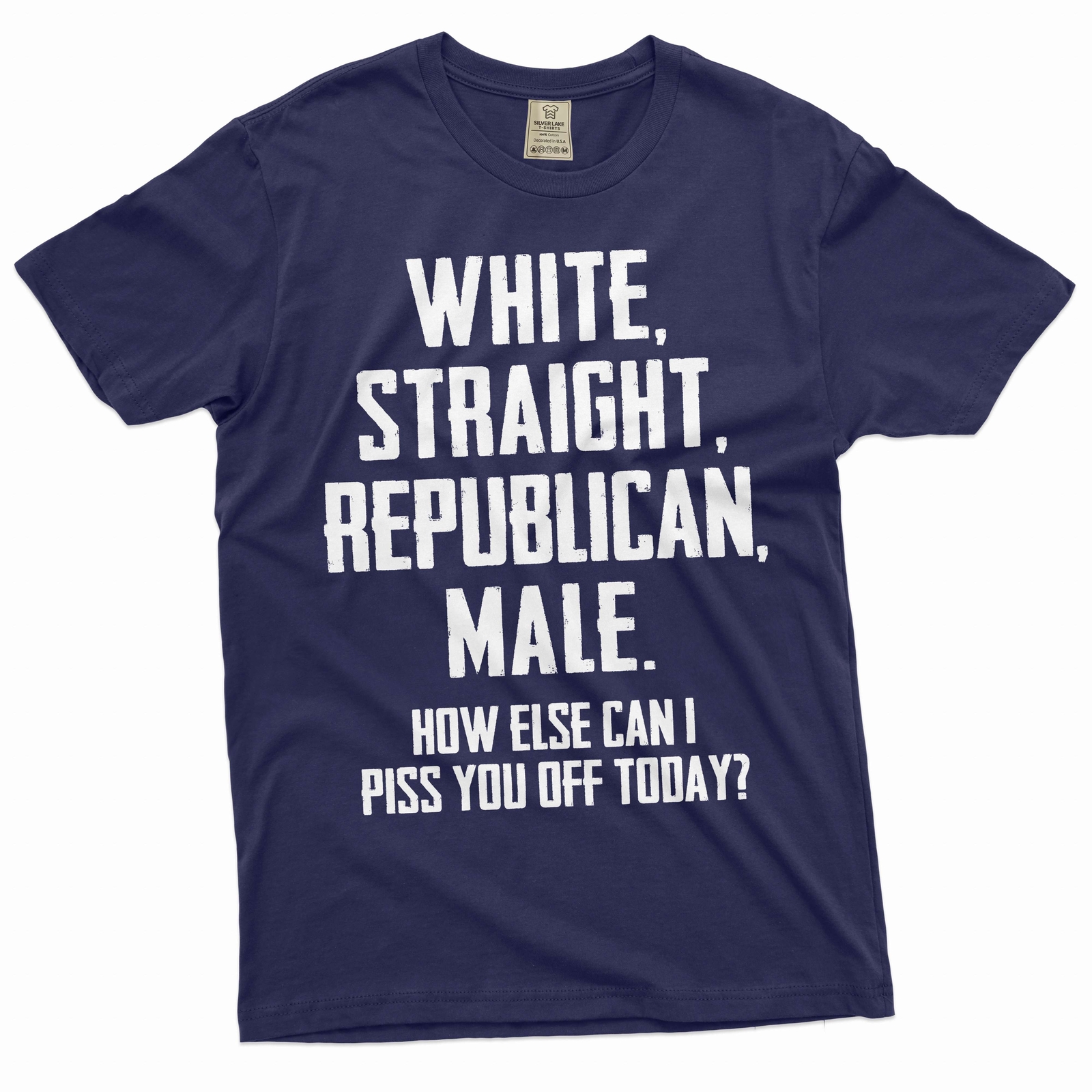 Men’s Funny Shirt White Straight Republican Male Shirt Dad Grandpa Patriotic Tee