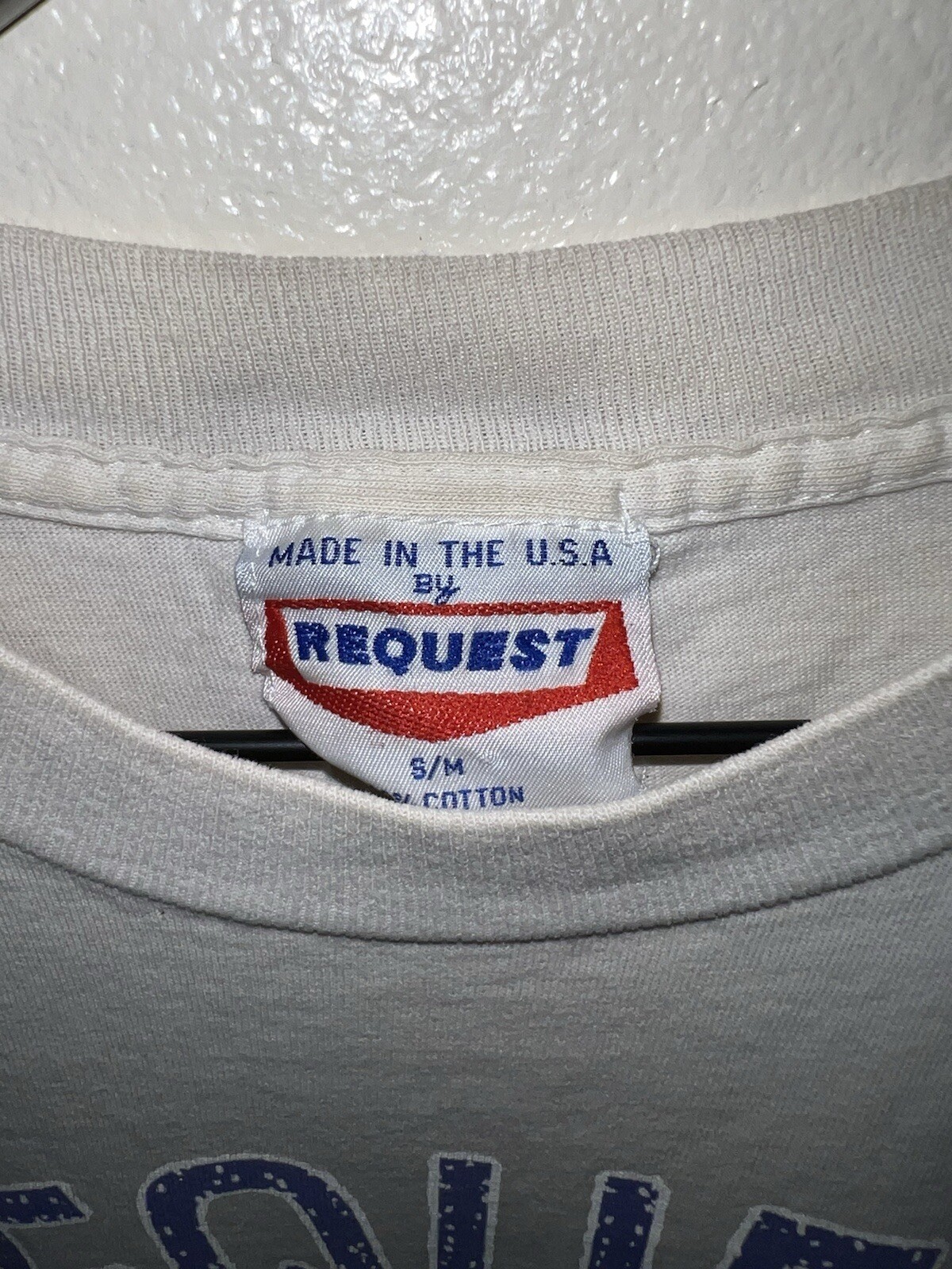 Vintage 90s Request Jeans Heart T Shirt Mens M White Patriotic Short Sleeve Love