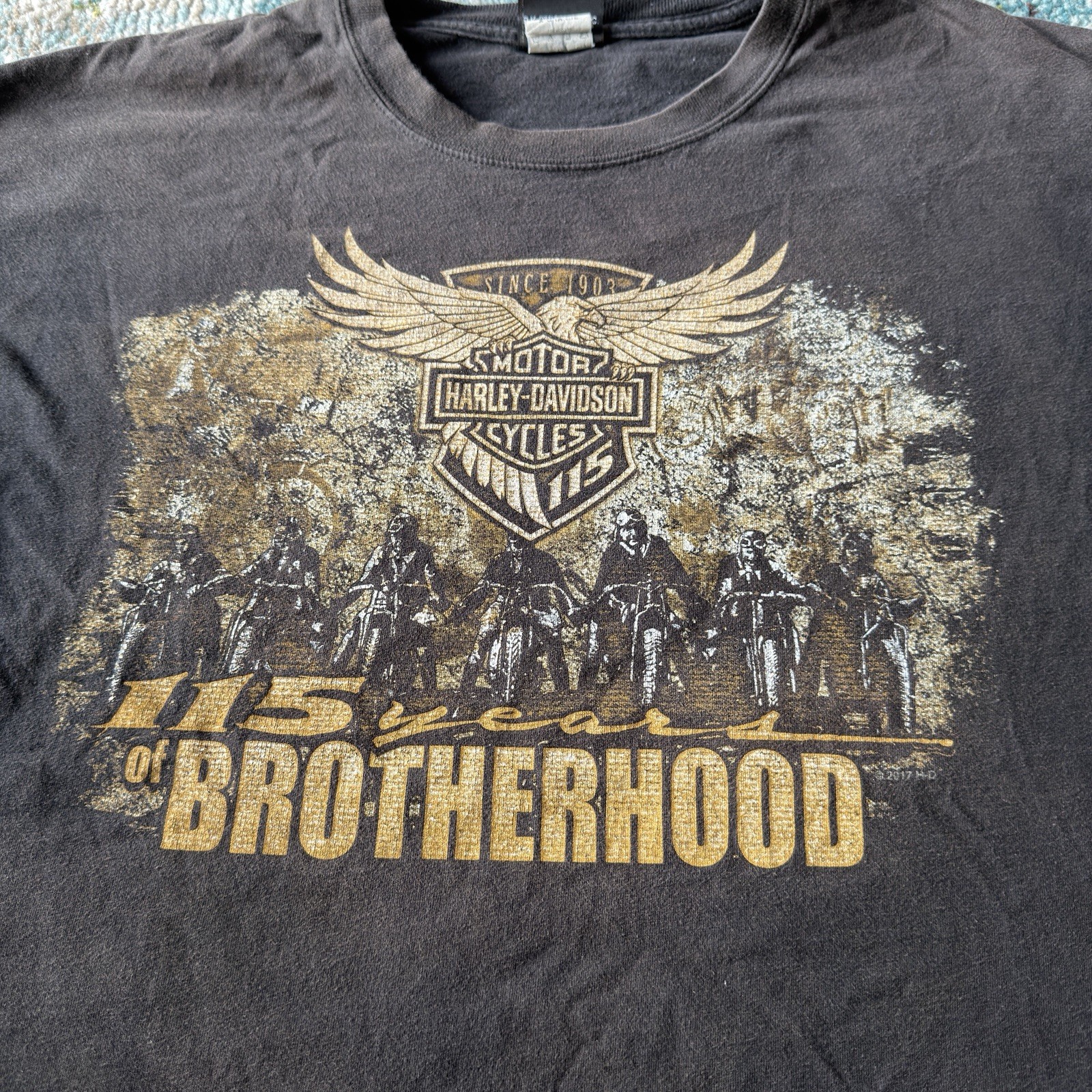 Faded Harley-Davidson T-Shirt XL 115th Anniversary 115 Years of Brotherhood