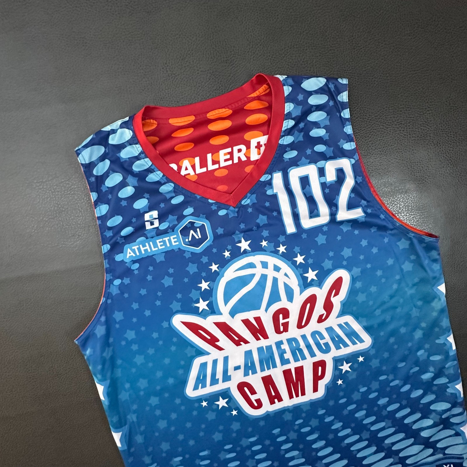 Pangos All American Camp Basketball Jersey Mens XL Blue Red Reversible Baller TV