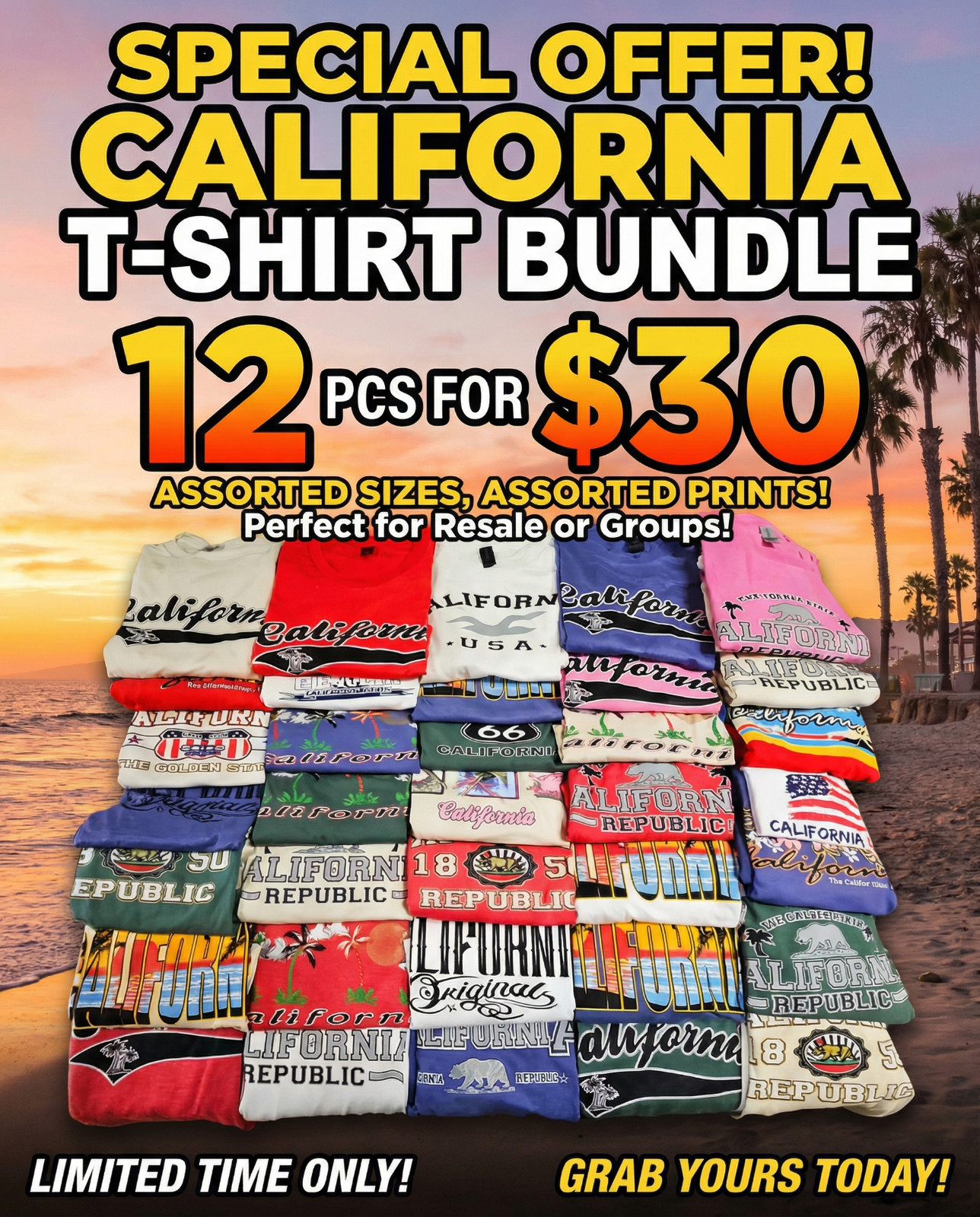 California Graphic T-Shirts 12-Pack Size 2xl Perfect Gift