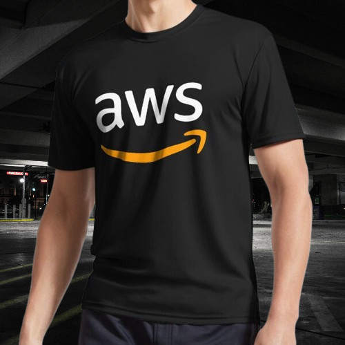 AWS logo (Amazon Web Services logo) Active Logo Funny Size Mode American T-shirt