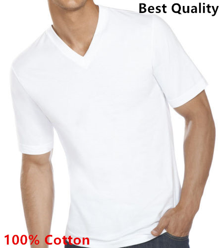 3-12-Pack V/Crew-Neck For Men’s 100% Cotton Tagless T-Shirt Undershirt Tee White