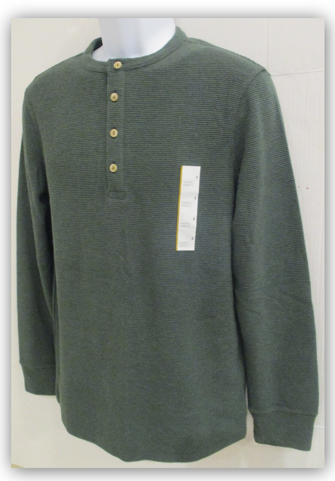 Long Sleeve Textured 4 Button HENLEY Shirts Goodfellow Tan / Brown / Green