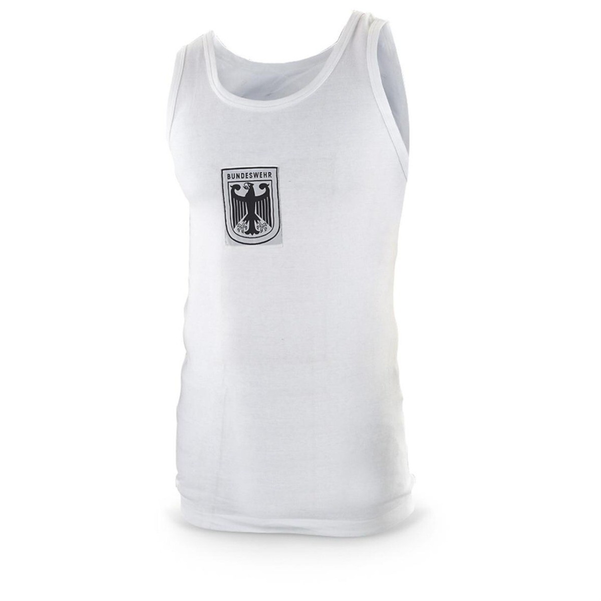 Authentic German Military Bundeswehr Vest Tank Top Jersey White w/ Patch Eagle