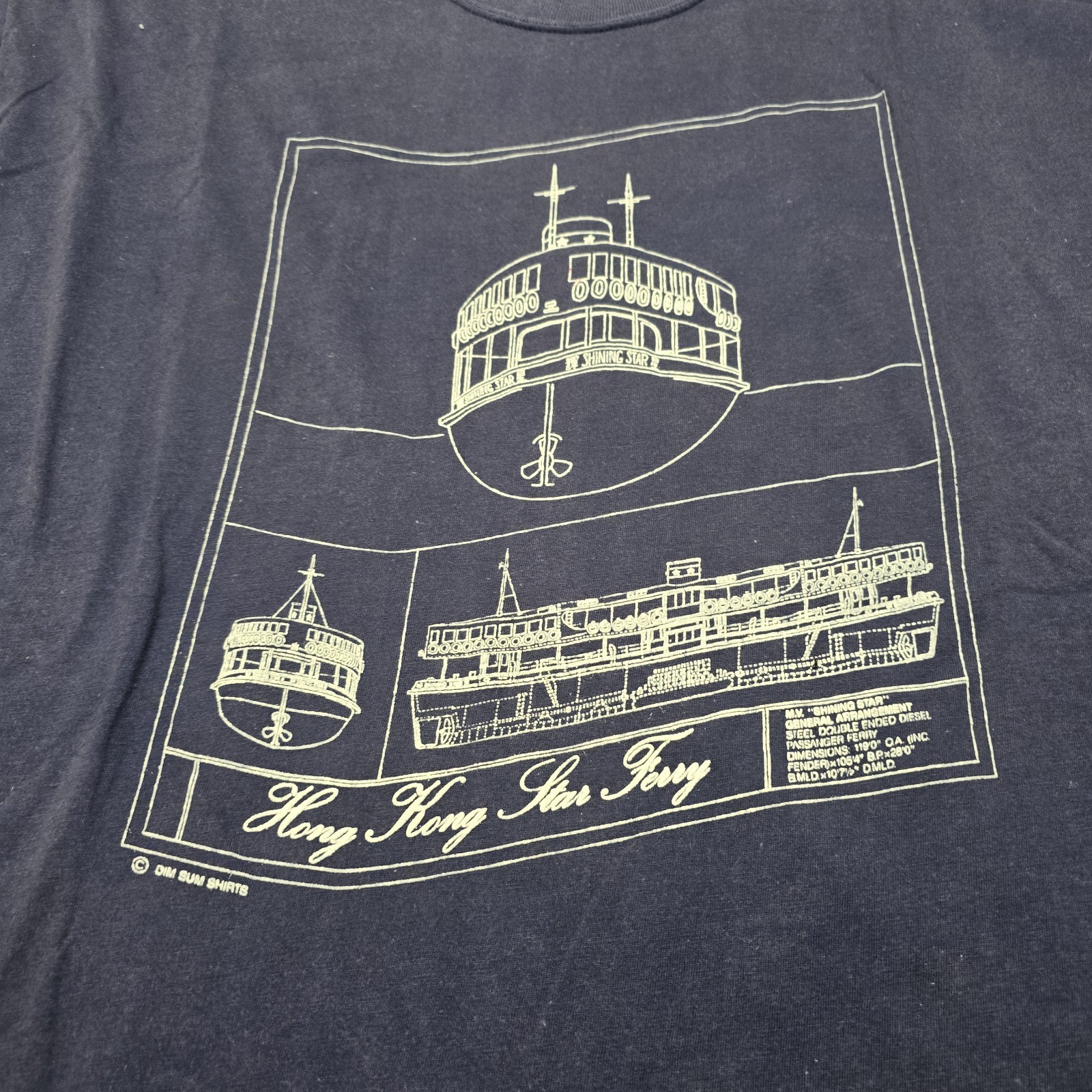 Vintage 80’s Dim Sum Shirts Hong Kong Star Ferry Tshirt Single Stitch Size XL