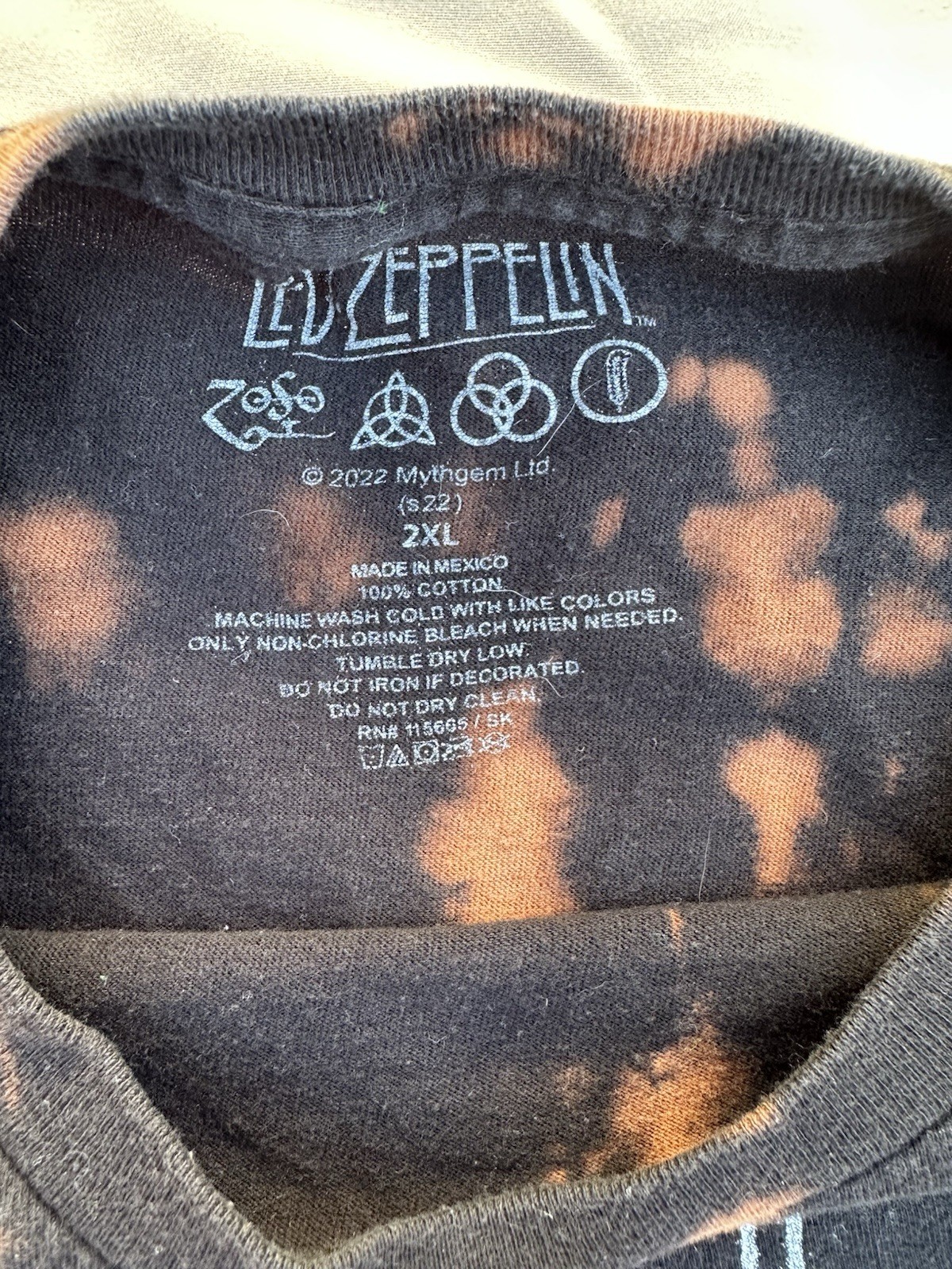 Led Zeppelin 1977 USA Tour Tie Dye Band Tee Shirt Mens 2XL Black Rock