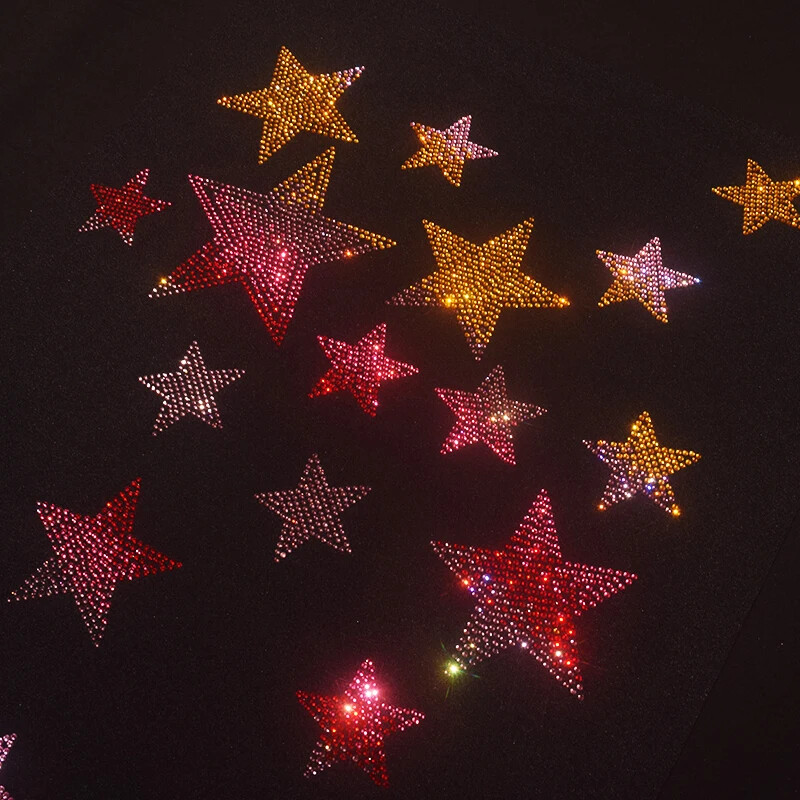 New Men Luxury Diamond Stars Rhinestones Fashion Black T-Shirt High Quality