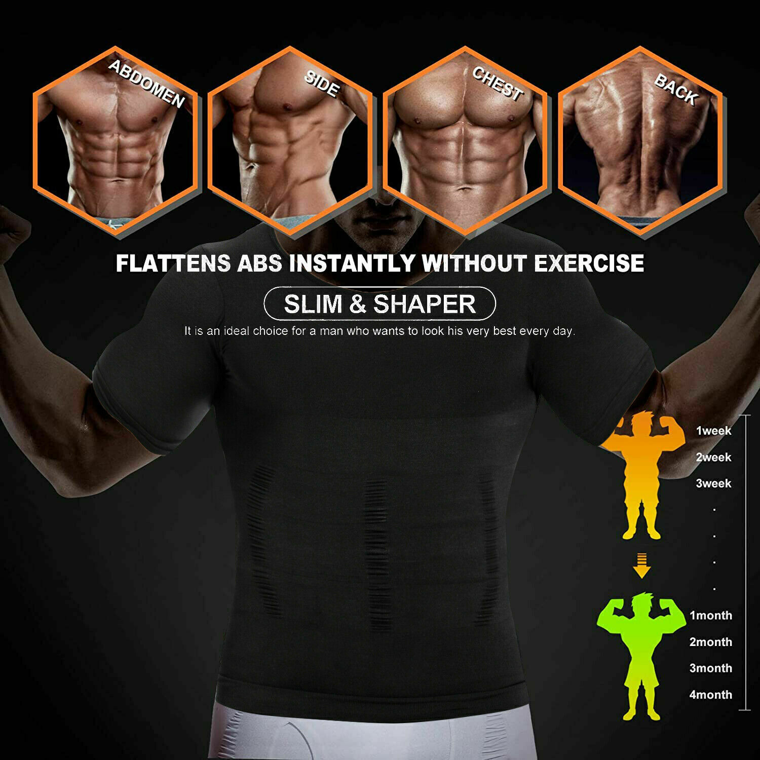 Men Slimming Body Shaper Vest Chest Compression Moobs T-Shirt Tank Top Workout