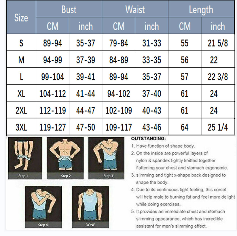Men Body Shaper Slimming Tummy Vest Compression Shirt Tank Faja camisa de hombre