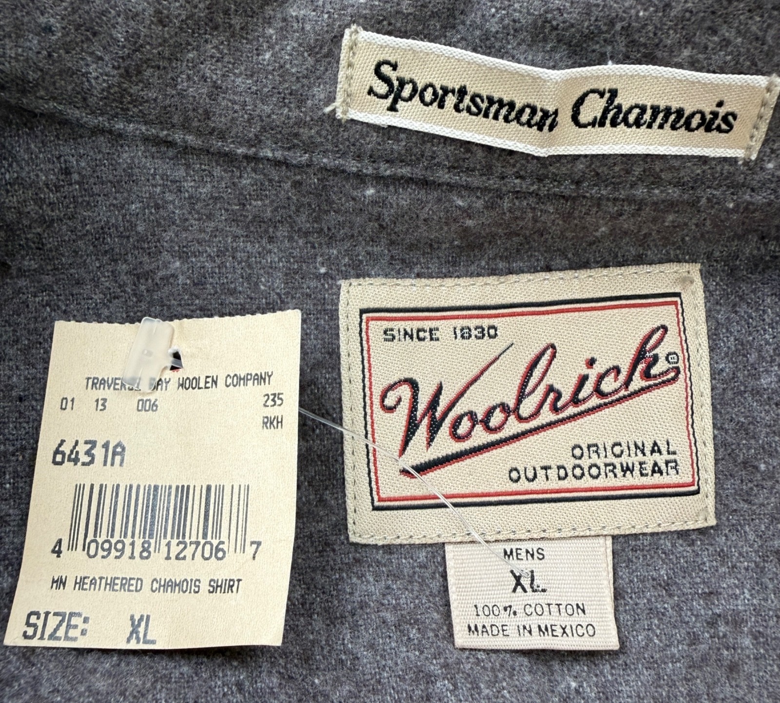 NEW WOOLRICH Mens XL Solid Brown Long Sleeve Flannel Sportsman Chamois Shirt