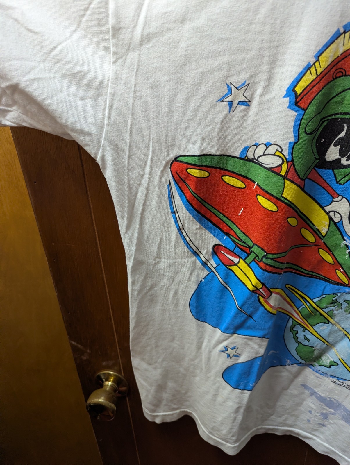 1993 VTG Marvin the Martian Looney Tunes Clean The Earth Shirt Large? Distressed
