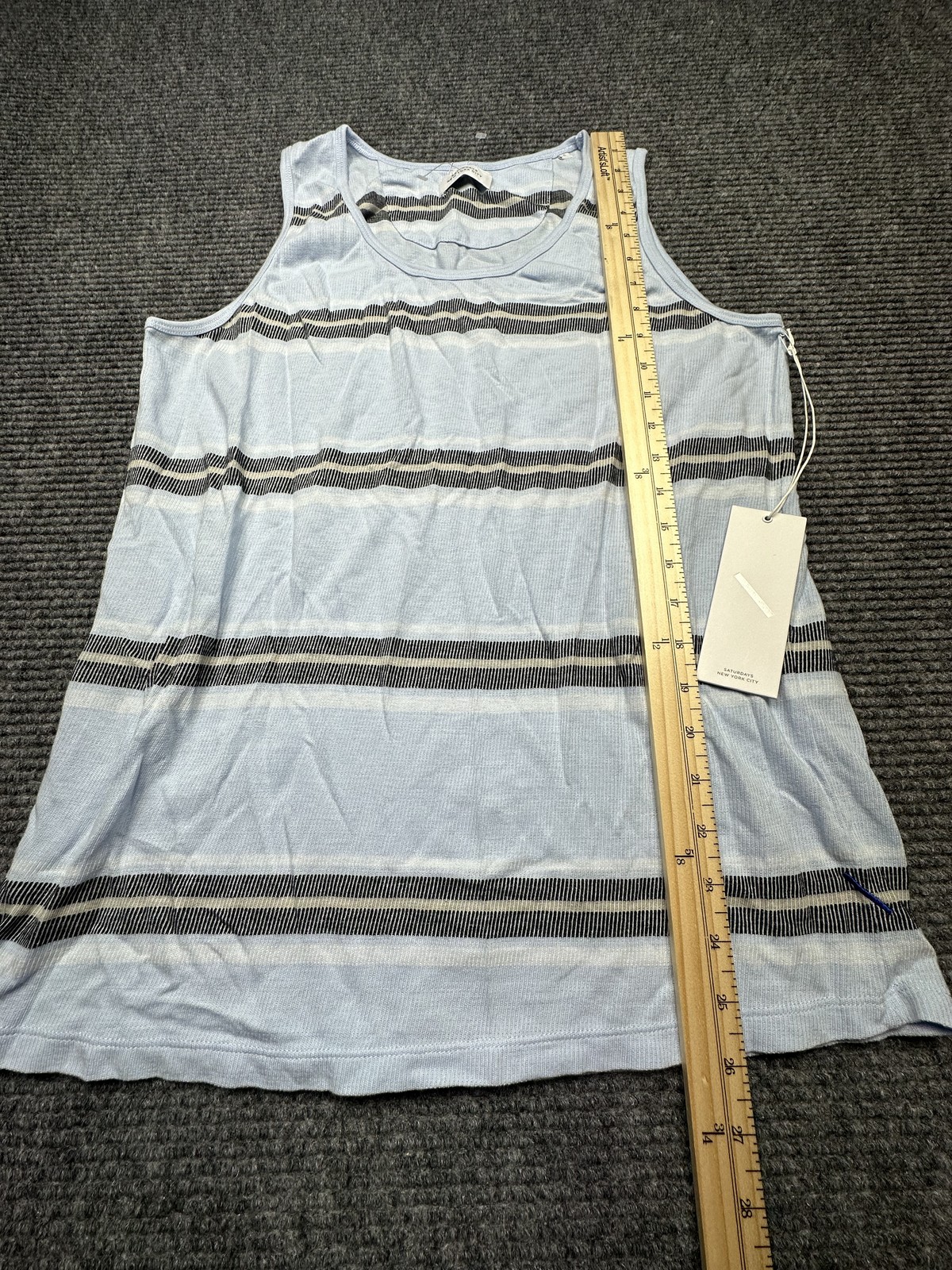 Saturdays New York City Tank Top Mens Small Sky Blue Stripe Nick S Lightweight