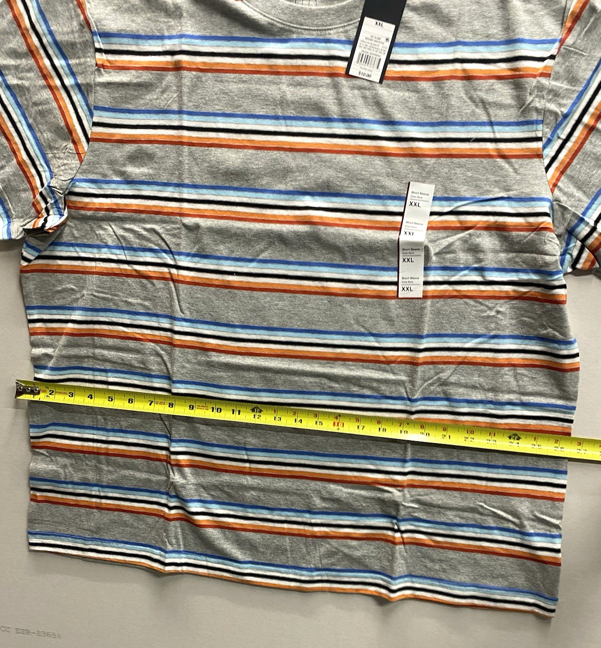 Men’s Short Sleeve T-Shirt Original Use Heathered Gray/Striped Size XXL