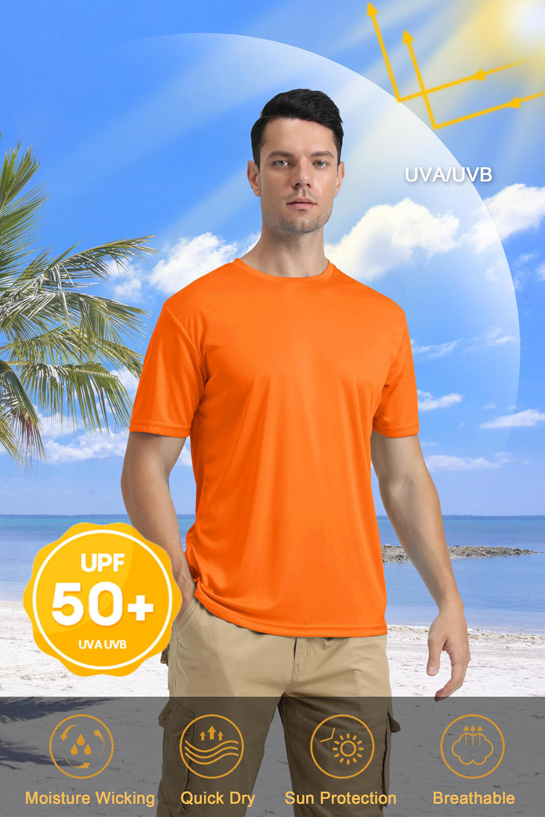 UPF50+ Men’s UV Block Short Sleeve T-Shirt Gym Workout Running Sport Quick Dry T