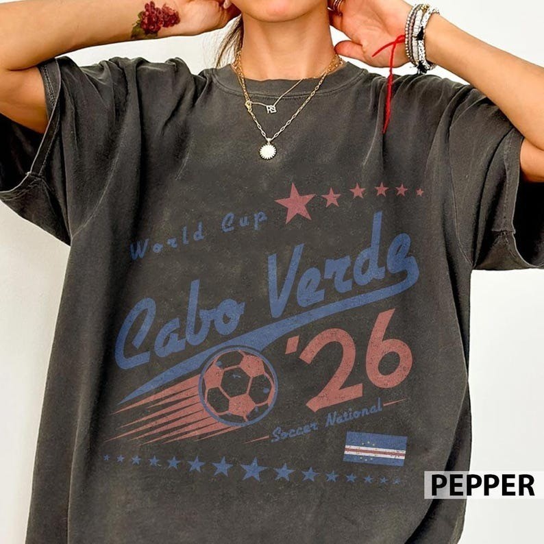 Retro Cape Verde Soccer World Shirt, 90s Soccer Team World Graphic Tee