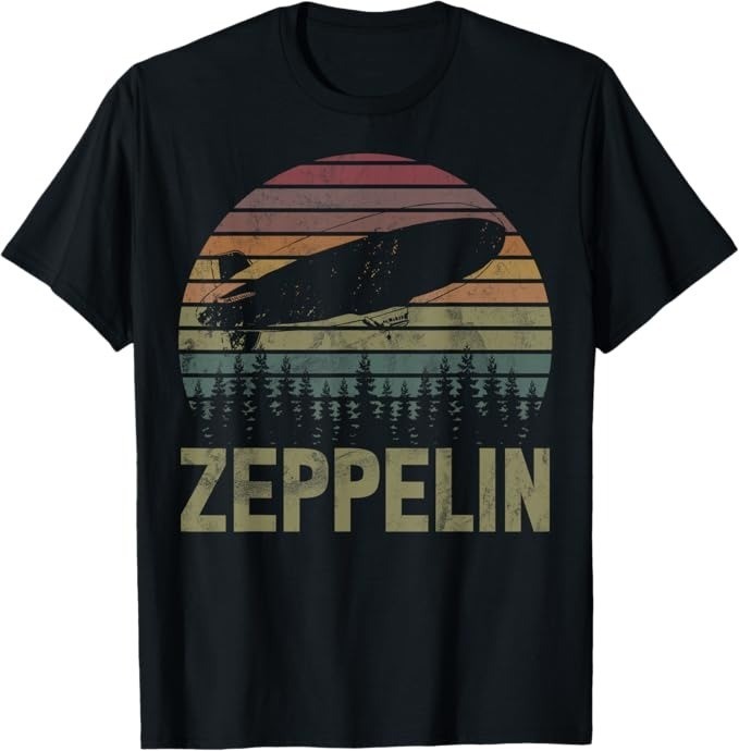 Retro Zeppelin Airship T-Shirt Vintage Stripes Graphic Tee – H124