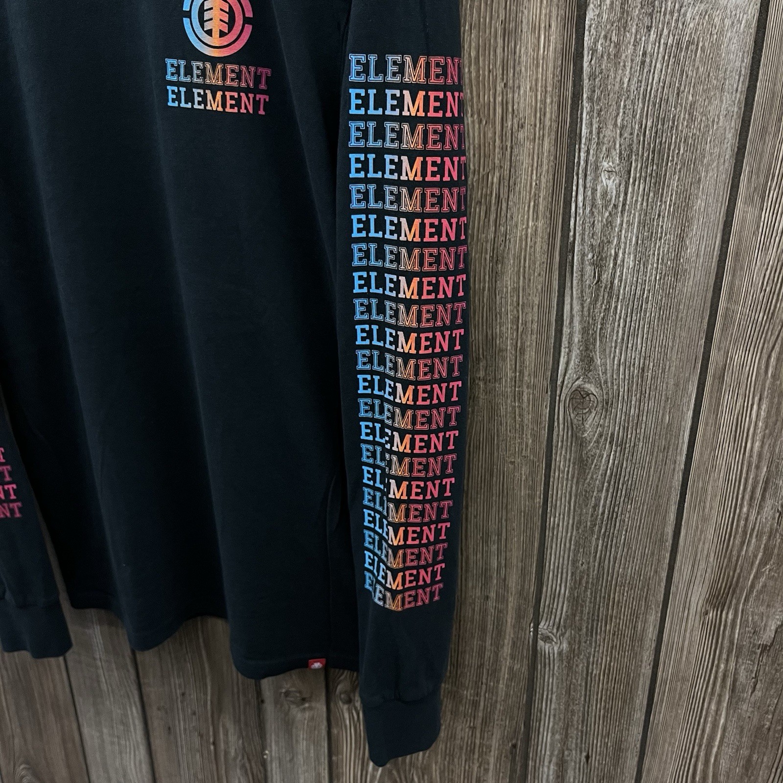 Element Skateboards Gradient Logo Long Sleeve Graphic Tee Shirt Black Mens Large