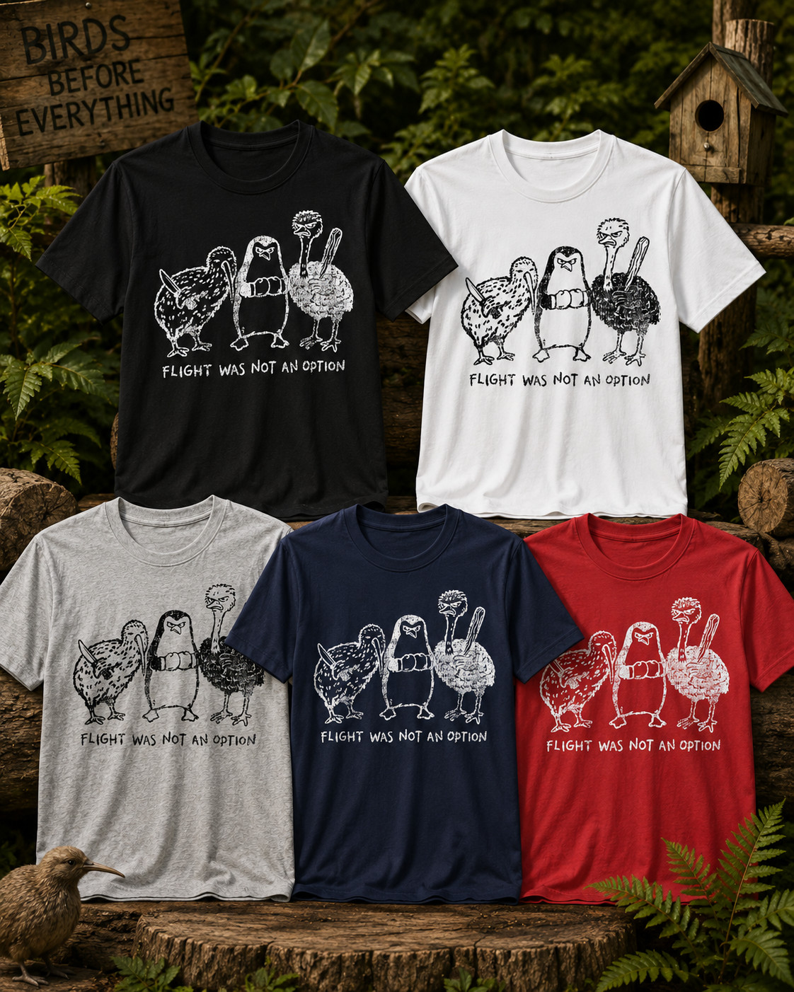 Flight was Not an Option Graphic Sarcastic Quote Men’s T-Shirt