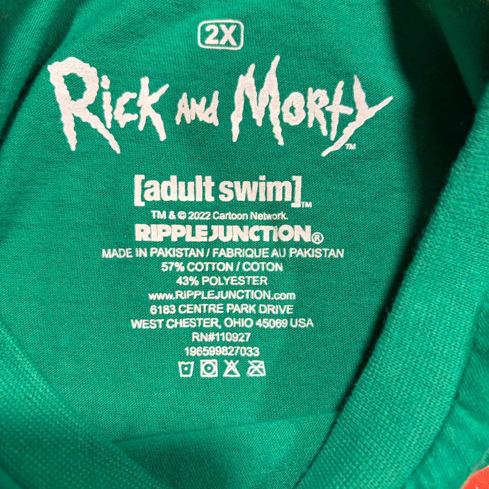 Rick and Morty Naughty or Nice T Shirt Green Mens 2X Adult Swim Ripple Junction