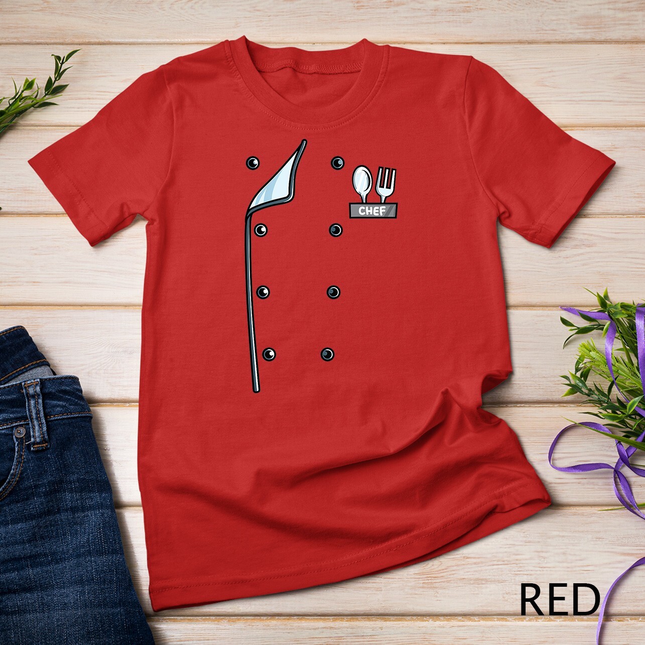 Chef Uniform Jacket Faux Funny Cook for Cooking T-Shirt Unisex T-shirt