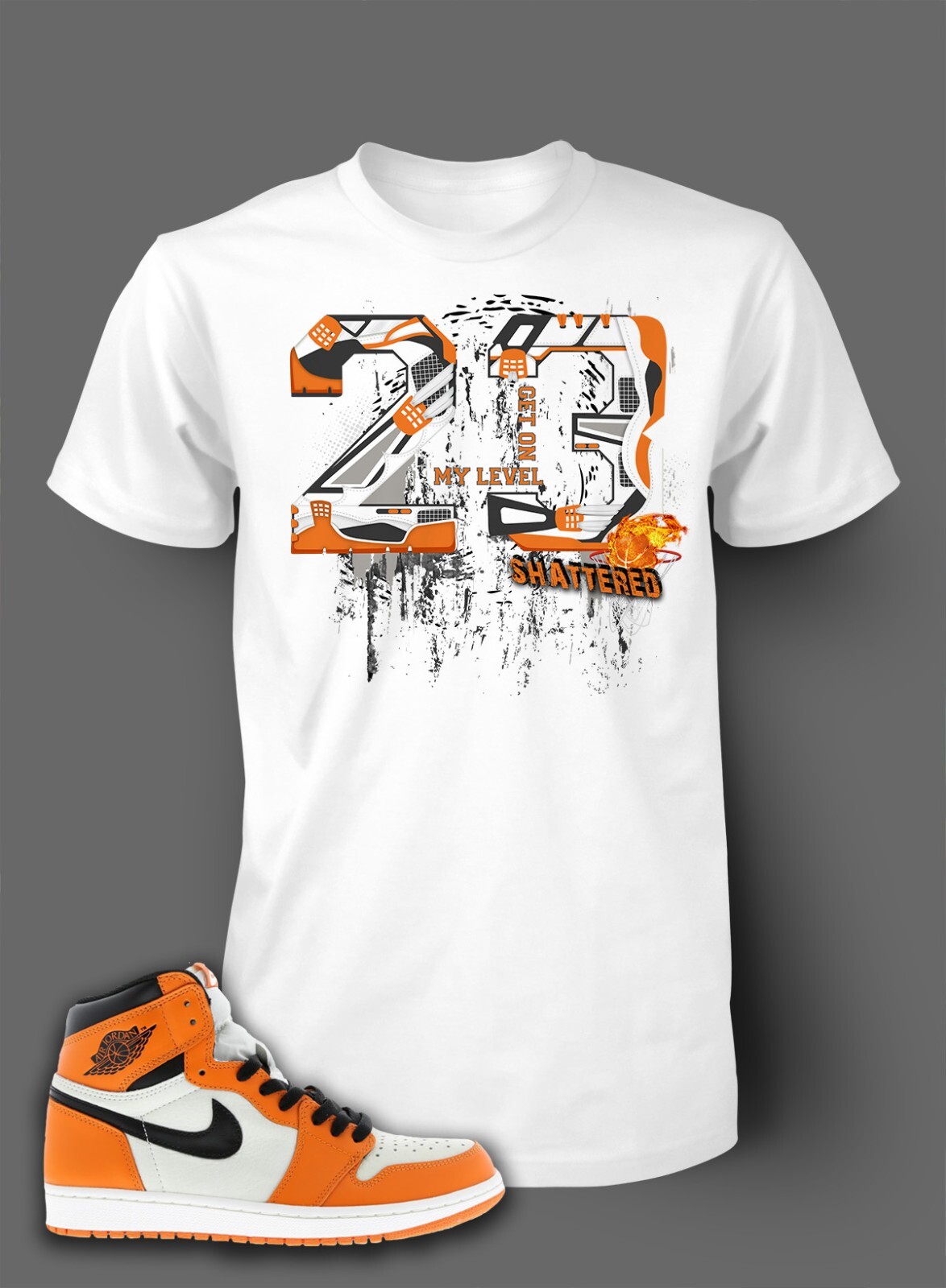 23 Get On My Level 23 Tee Shirt To Complement Jordan 1 Orange Bred Sneaker T