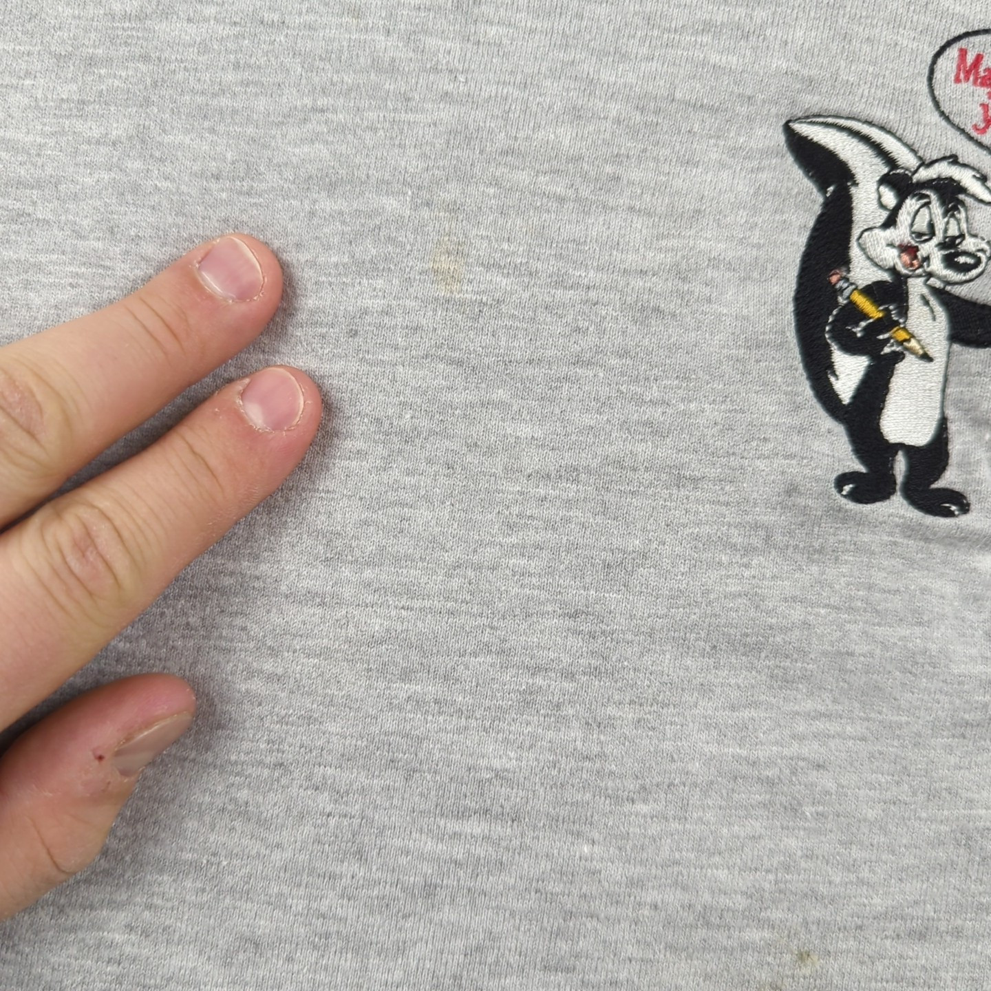 Vintage Warner Bros Studio Store Shirt Mens L Gray Pepe Le Pew Pocket Black Book