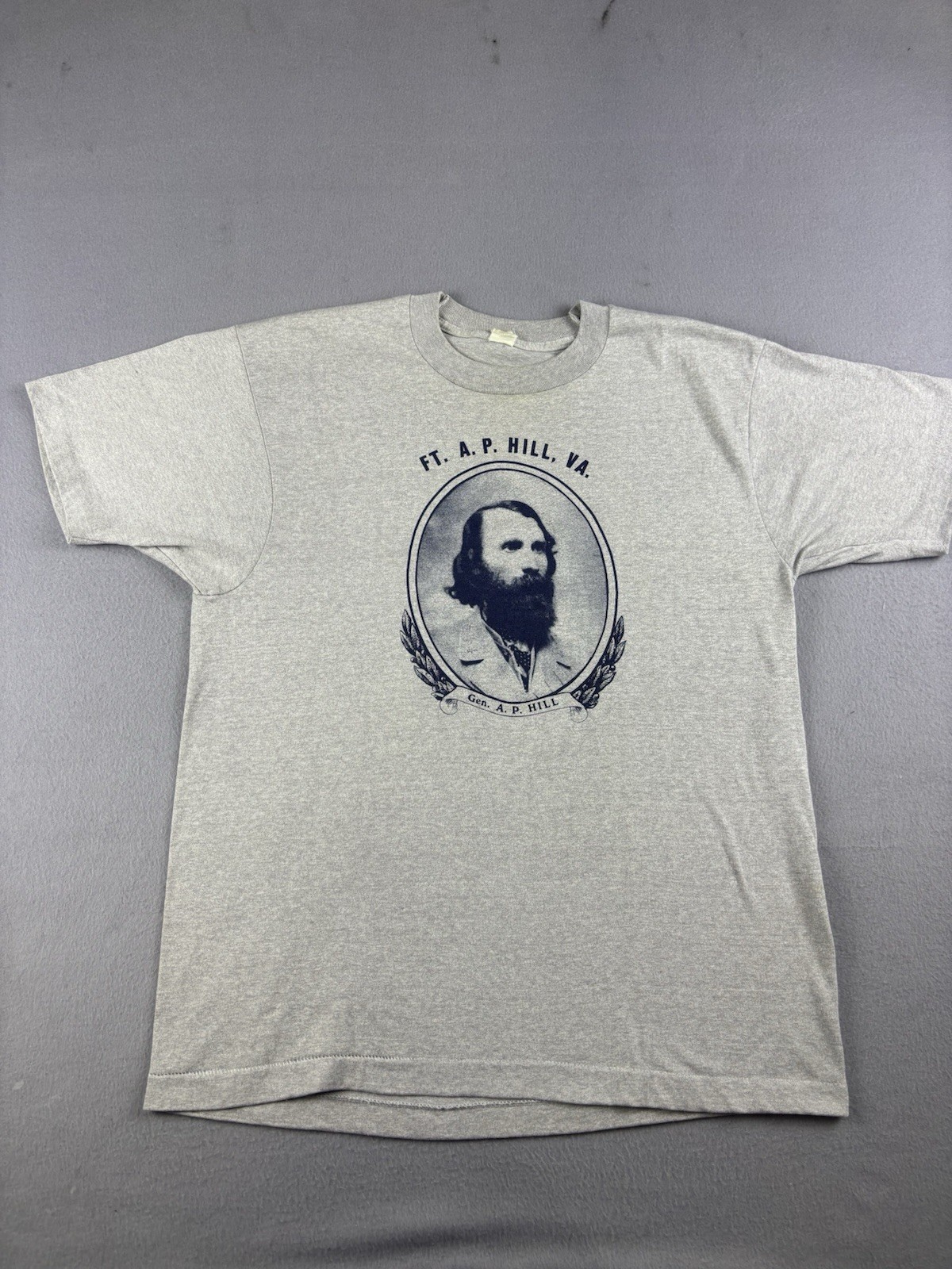 Vintage General AP Hill T Shirt Size Large Gray Short Sleeve Civil War General