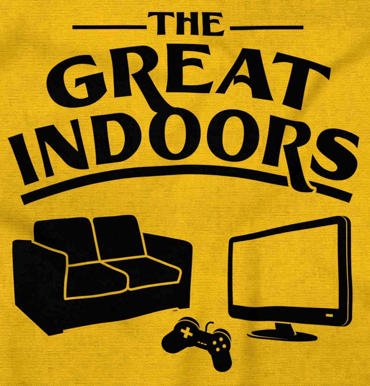 Funny Video Game The Great Indoors Introvert Mens Long Sleeve Crew Neck T Shirt