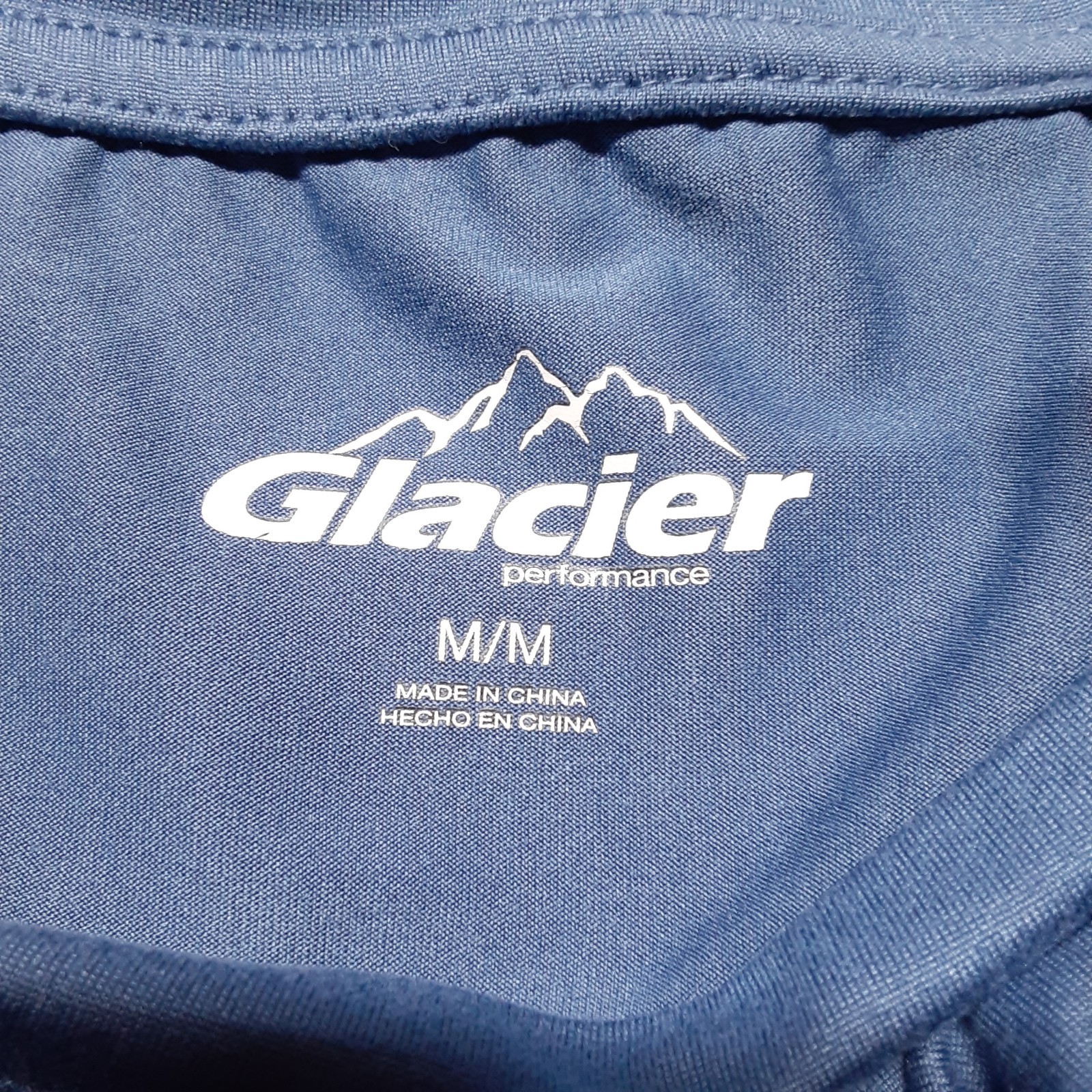Glacier Mens Performance T-Shirt M Blue Crew SS Athletic Polyester Spandex