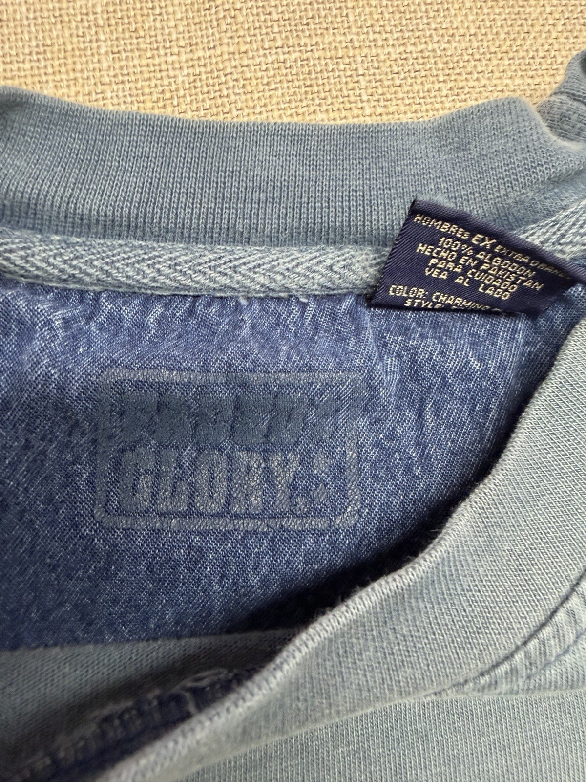 VintageFaded Glory Men’s Long Sleeve Blue Jean And Elbow Patches T Shirt Size XL