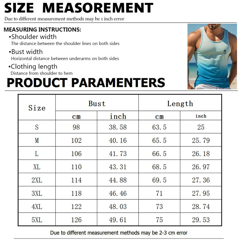 Summer Tank Top Men’s Hawaii Beach Casual Clothing Quick Drying Silk Fit.