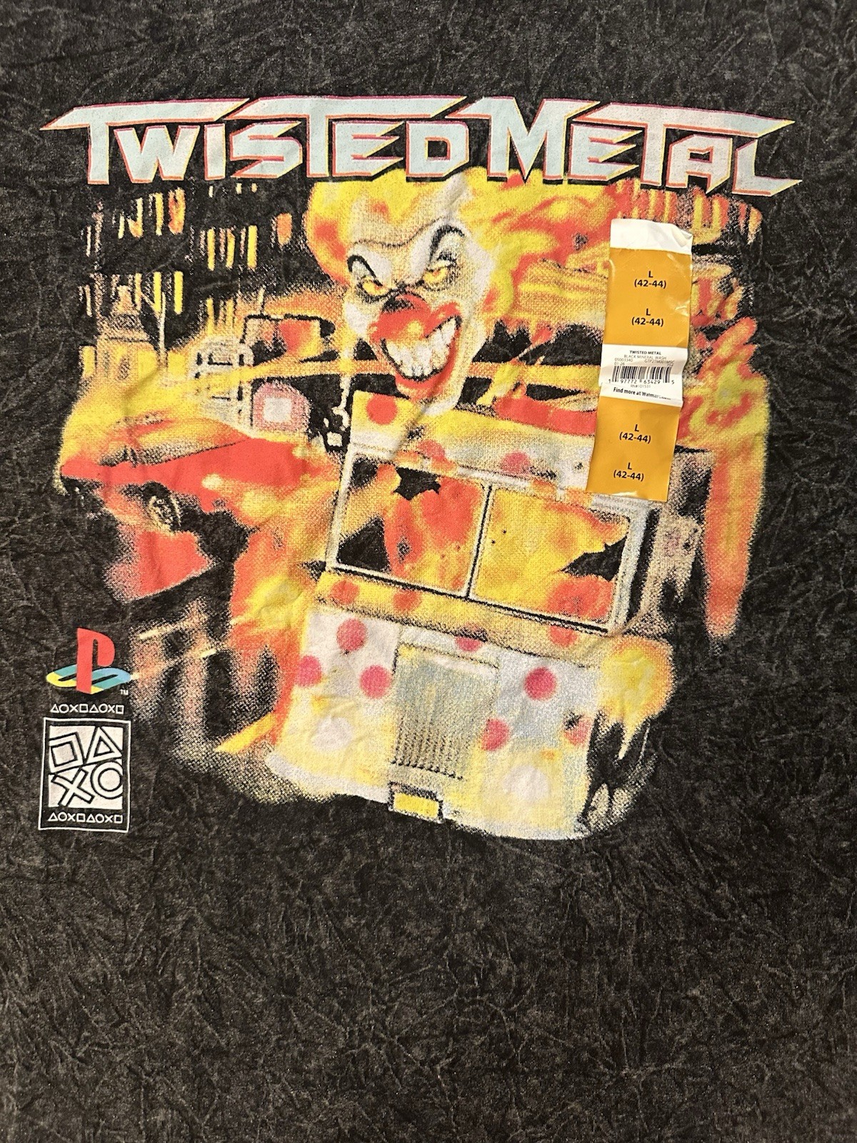 Twisted Metal PlayStation Graphic T‑Shirt Large Black Mineral Wash Flaming Clown