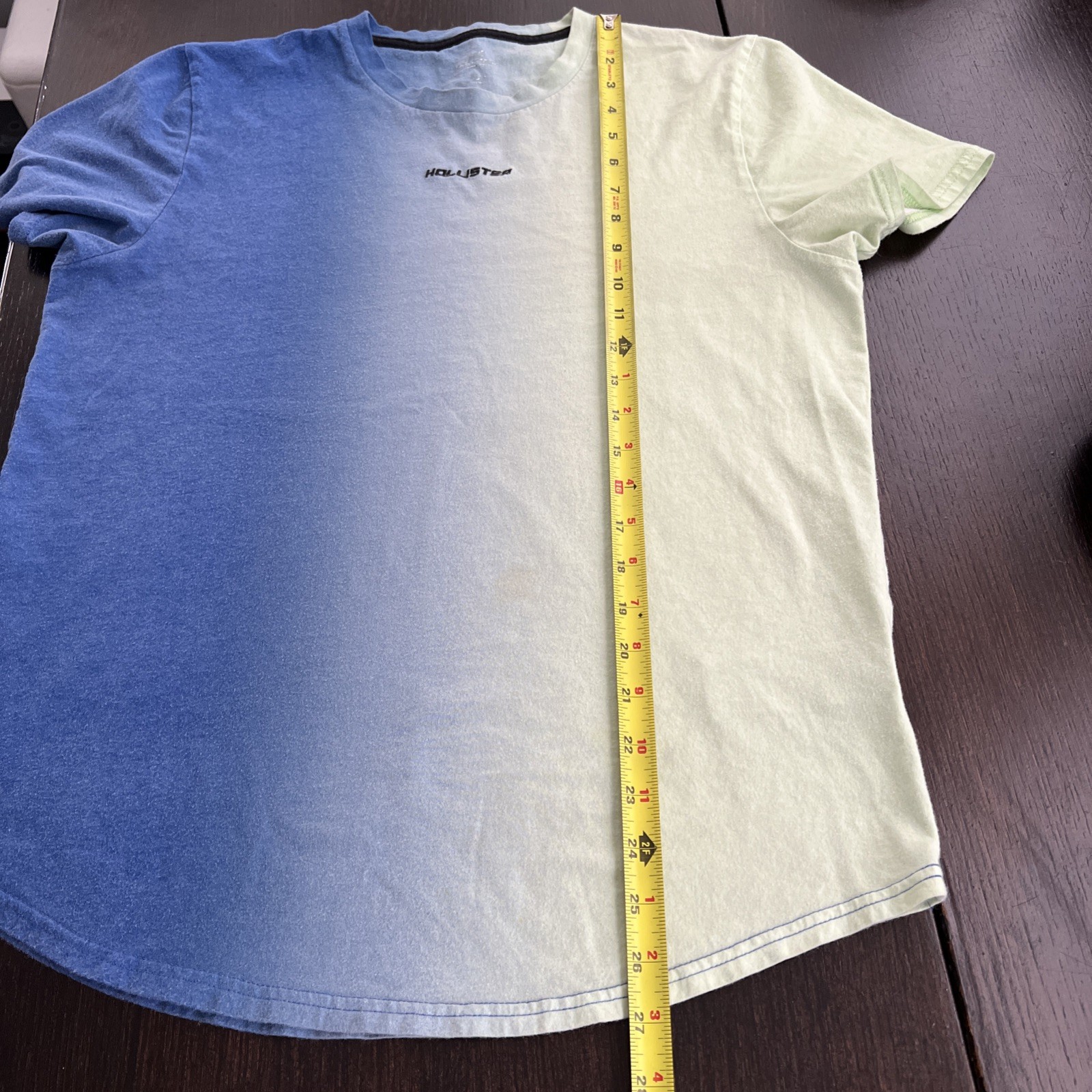 Hollister Gradient Blue/Mint Ombre Cotton T-Shirt Men’s Large Embroidered Logo