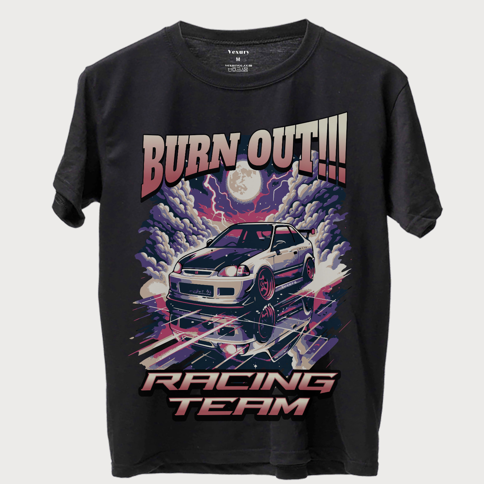 JDM Honda Civic Racing Graphic Burnout Drift Car Japanese Streetwear Tee EM1