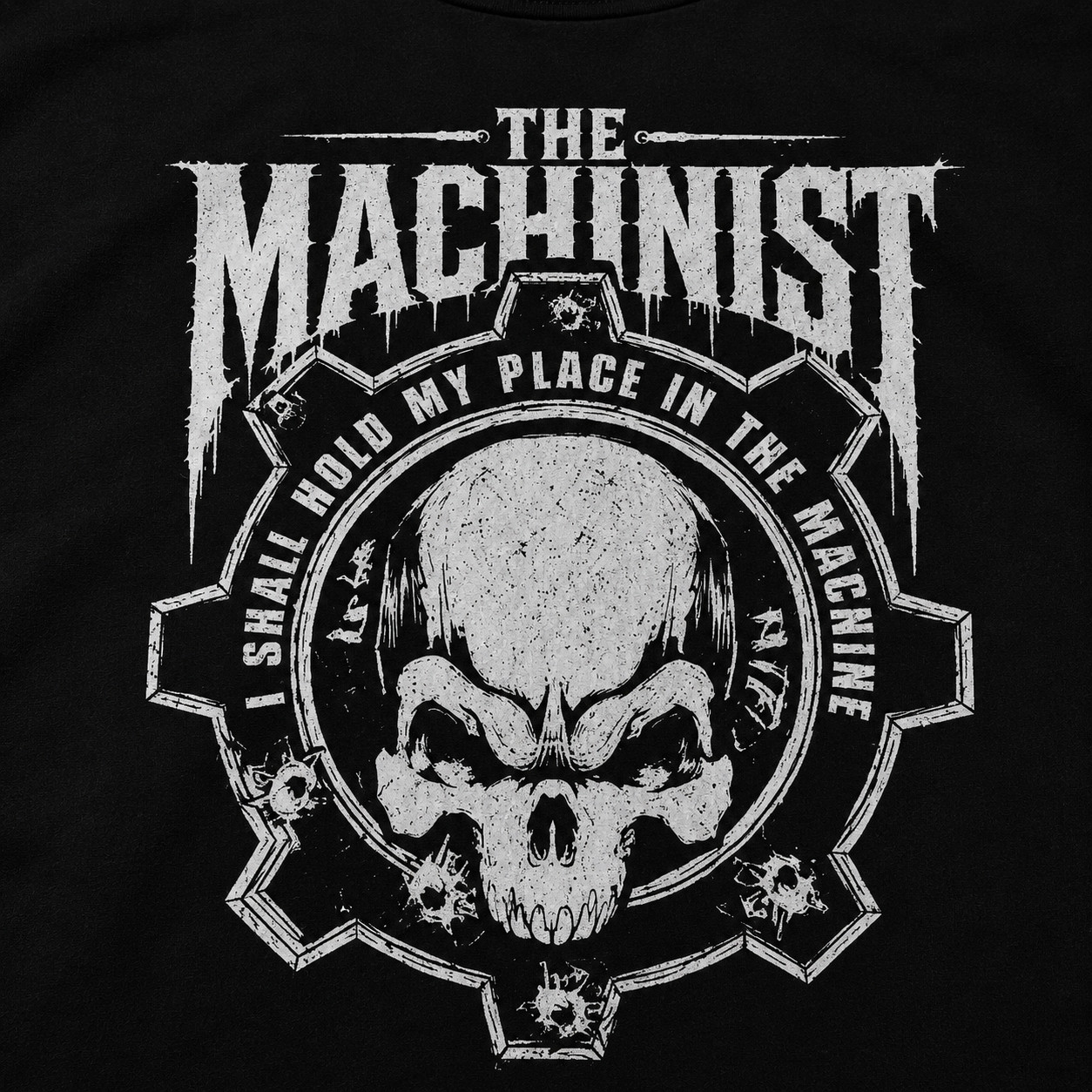 Machinist Vintage Skull Graphic Tee Gothic Streetwear Gym Fitness Cotton T-Shirt