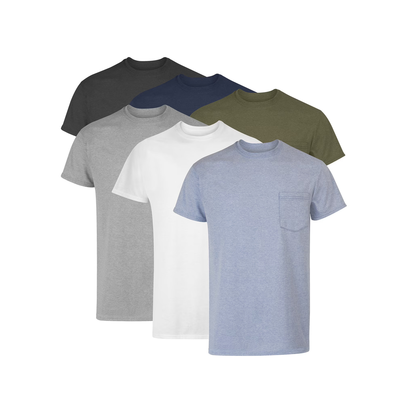 Hanes 6-Pack Pocket Tee Men’s T-Shirt Soft and Breathable Assorted