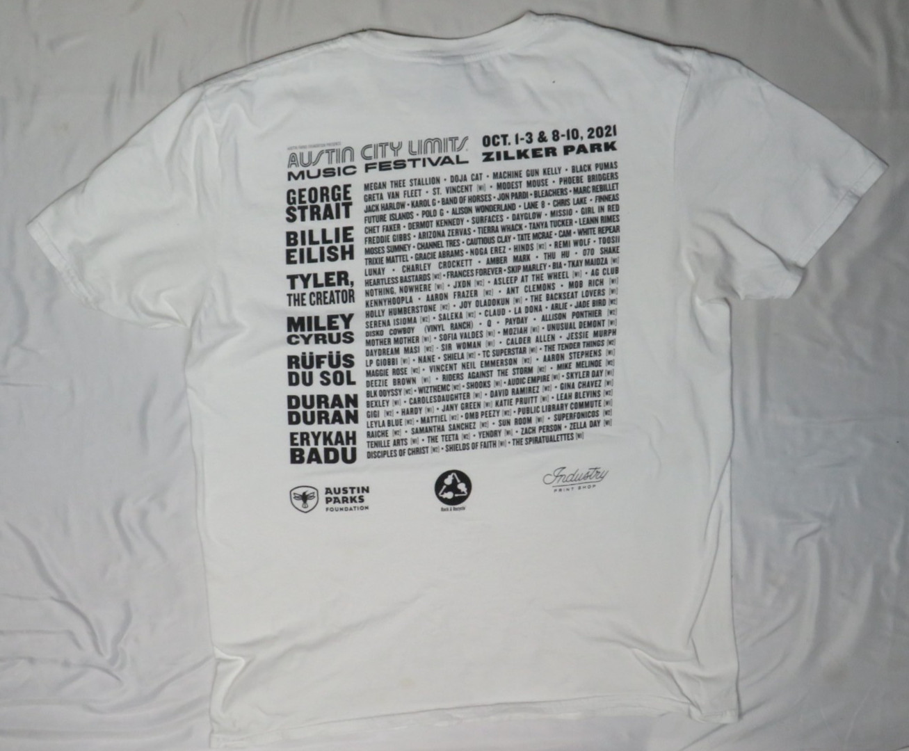 NURTURE NATURE ACL 2021 MENS L WHITE TEE AUSTIN CITY LIMITS STRAIT EILISH CYRUS