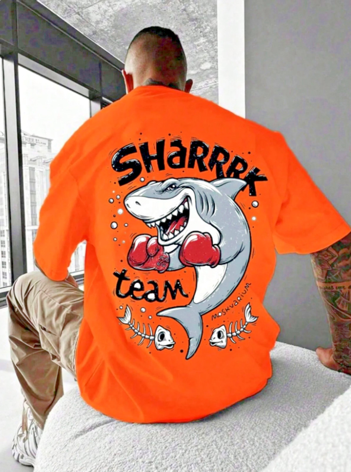Men’s Shark Print Lightweight T‑Shirt — Summer Casual Sport Streetwear Oversized