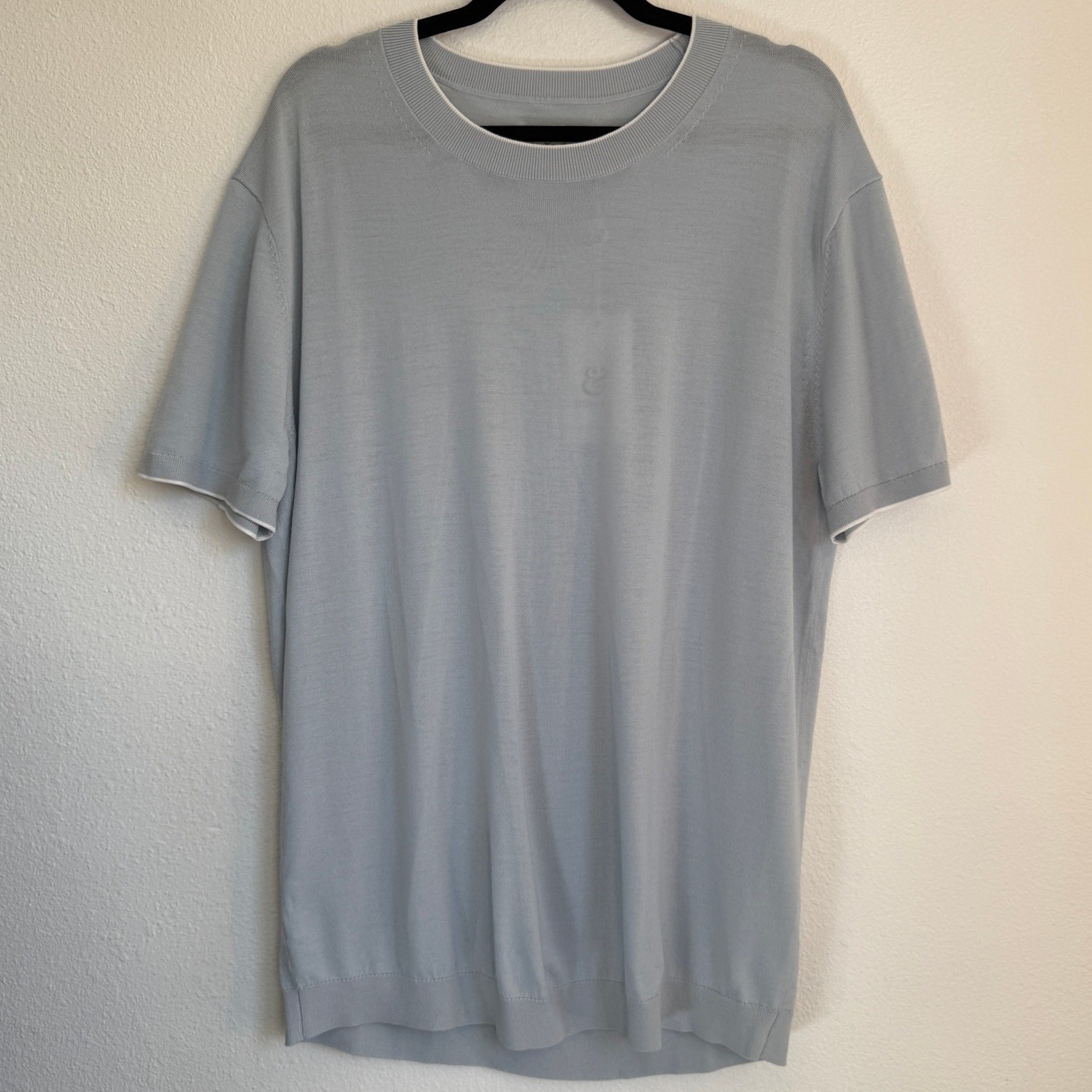 NWT Collars & Co Men’s 2XL Premium Wool Cotton Knit Shirt Blue Gray Contrast SS