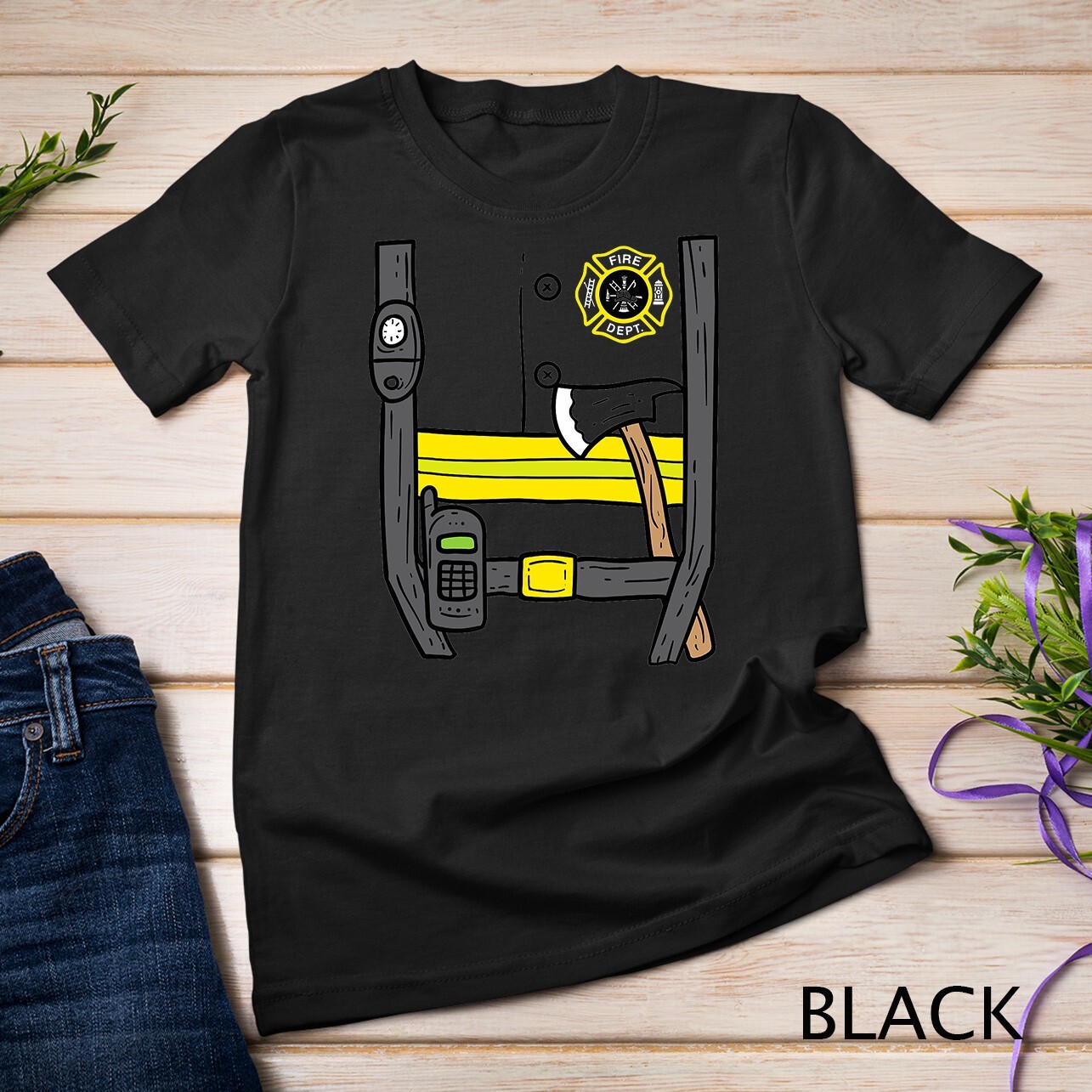 Firefighter Fireman Easy Lazy DIY Halloween Costume Boys T-Shirt Unisex T-shirt