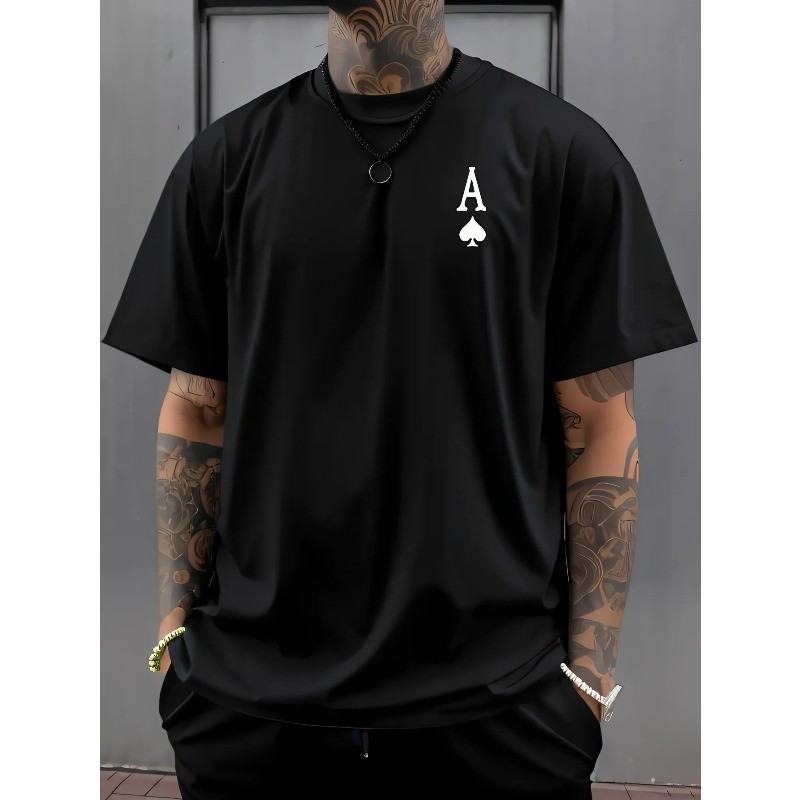 Summer Men’s 100% Pure Cotton Casual Sports Loose Oversized Retro Spade Printed