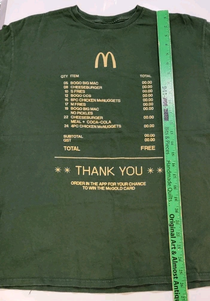 Men’s T Shirt McDonald’s McGold Card Receipt Thank You Employee Size L