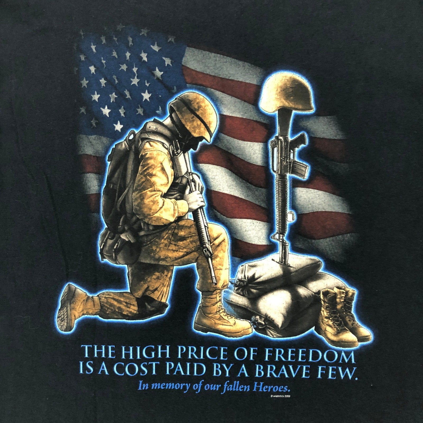 In Memory Of Our Fallen Heroes Military Soldier Mens Black Graphic T Shirt