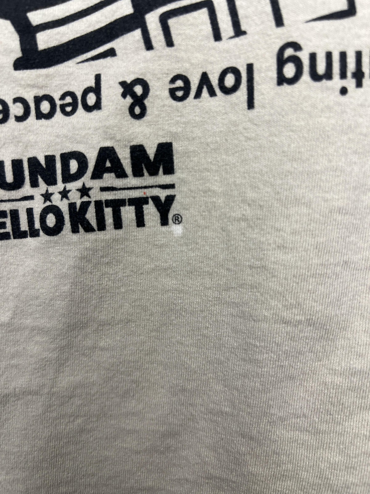 Gundam Hello Kitty Shirt Mens Small Beige Anime Graphic Tee Sanrio Robot