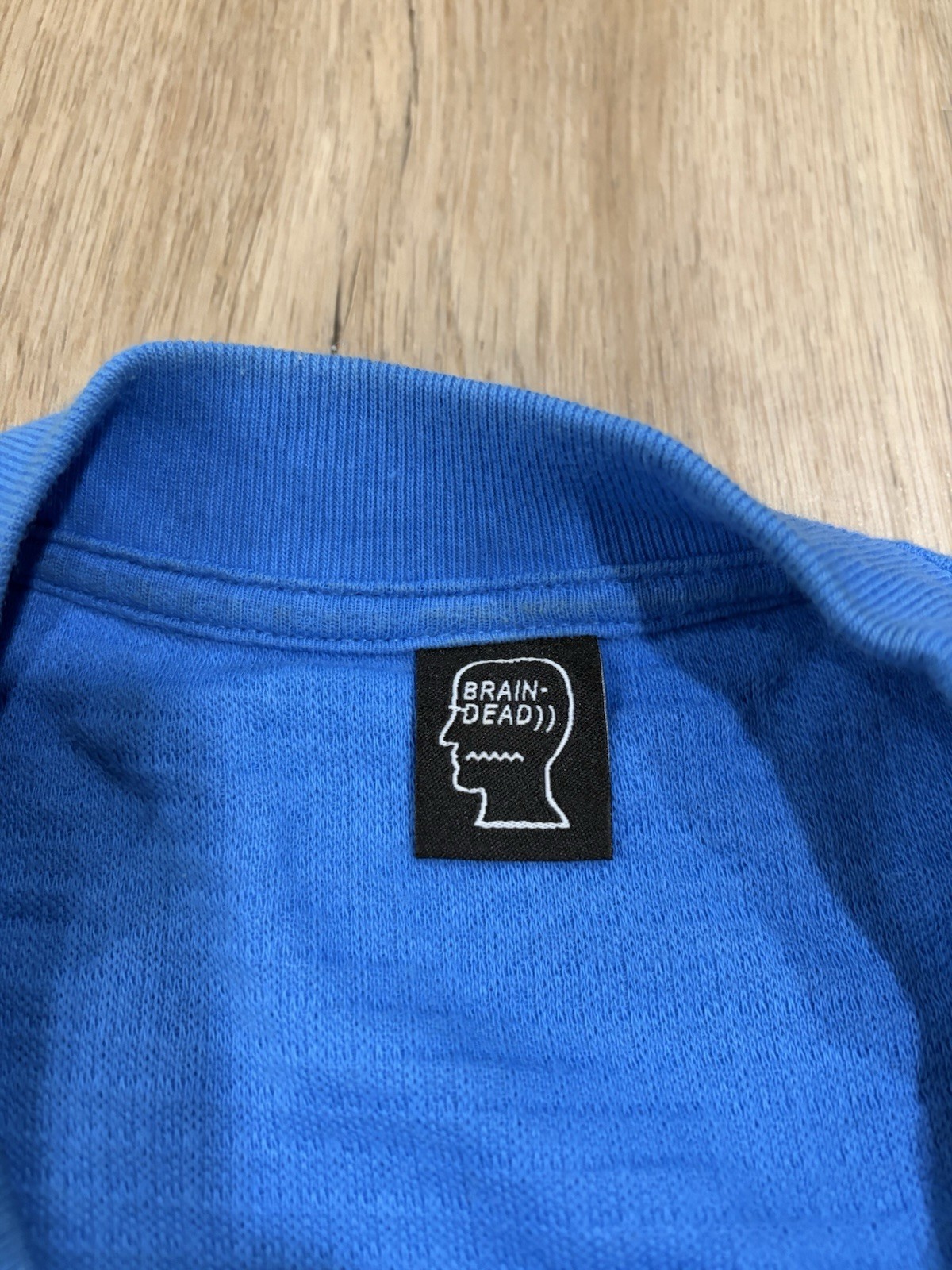 Brain Dead Waffle Knit Mock Neck S/S T-Shirt; Light Blue; Pre-Owned; US XXL