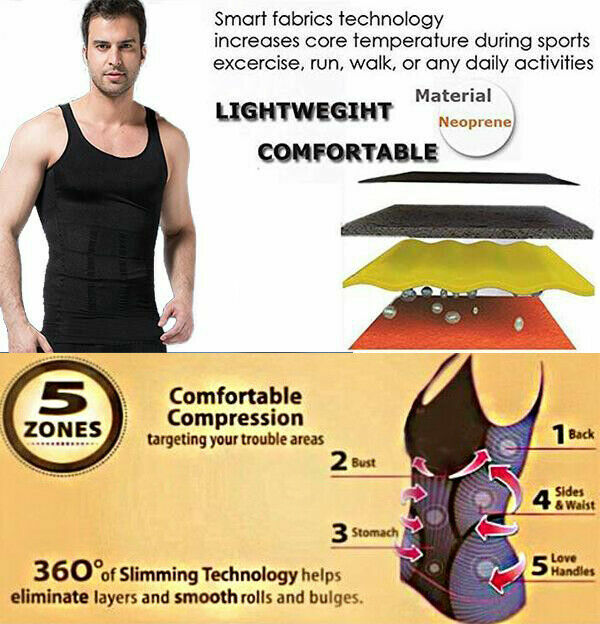 Men’s Slimming Body Shaper Vest Abs Abdomen Compression Shirt Workout Tank Tops