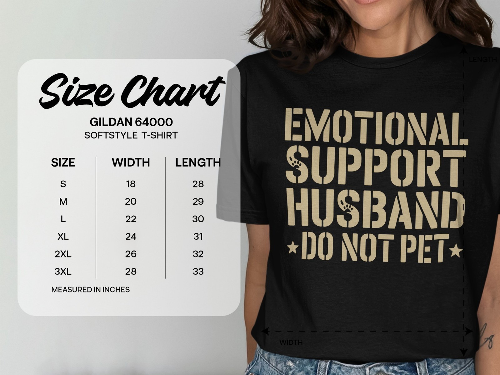 Emotional Support Husband Do Not Pet, Funny Graphic T-Shirt – Sarcastic Gift Tee